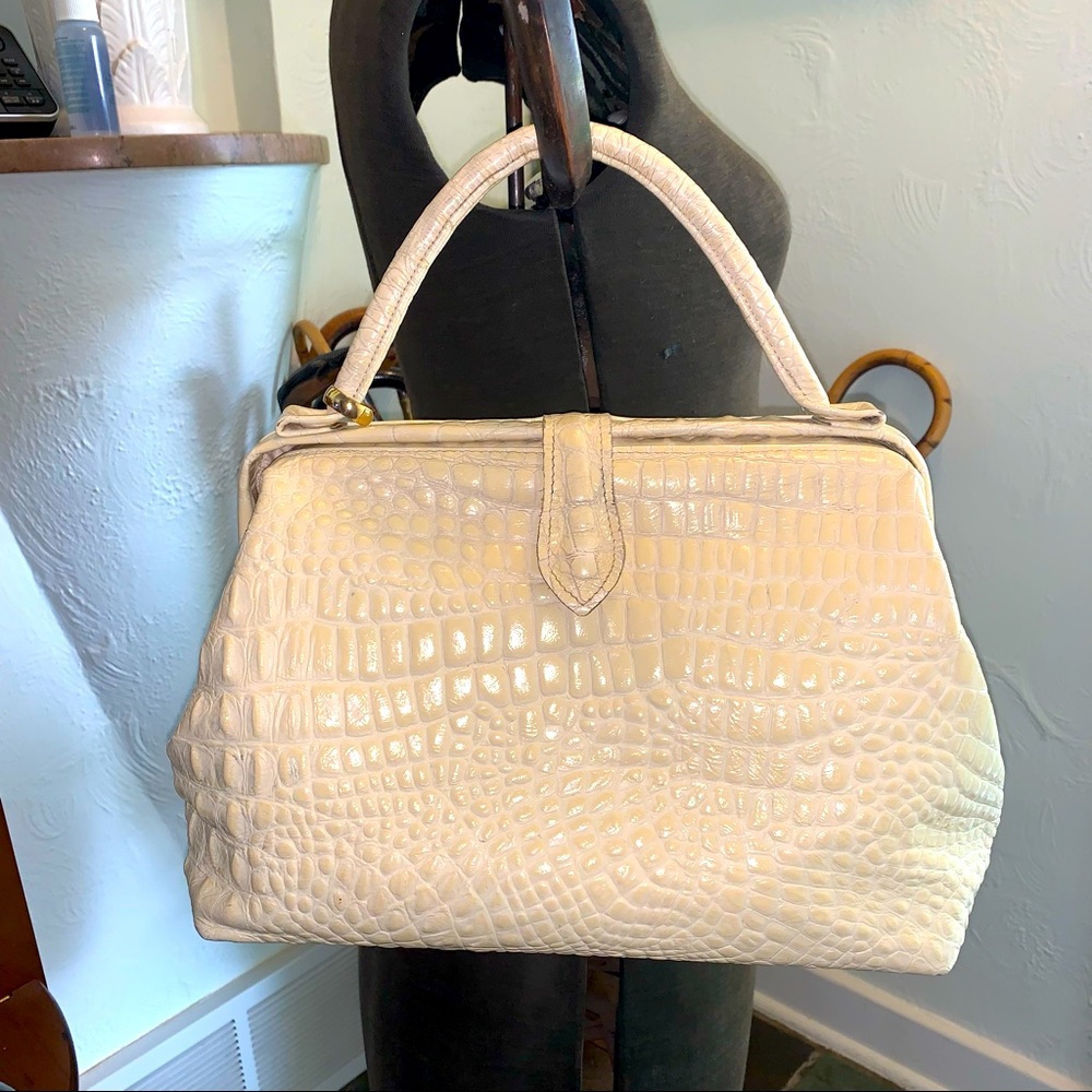 Vintage T Cappelli Albino Alligator Handbag